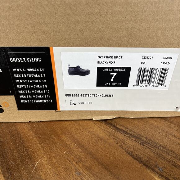 Bogs Overshoe Zip Composite Safety Toe Black Men's 7 / Women's 9 Shoes Work - Picture 11 of 12